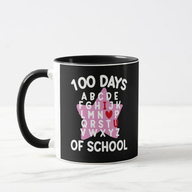 100 dagars skola alfabet 100:e dagen lärare mugg (Vänster)