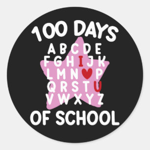 100 dagars skola alfabet 100:e dagen lärare runt klistermärke