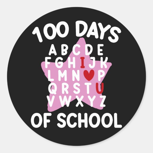 100 dagars skola alfabet 100:e dagen lärare runt klistermärke (Framsida)