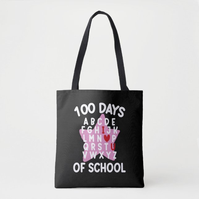 100 dagars skola alfabet 100:e dagen lärare tygkasse (Framsida)