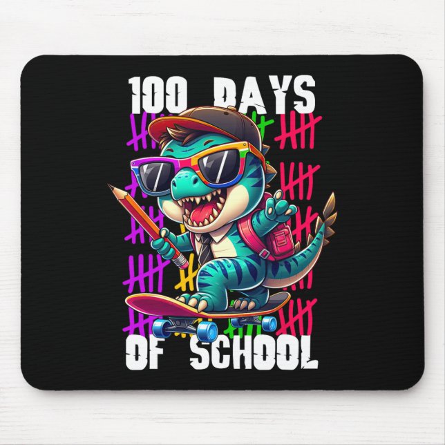 100 dagars skola Cool Dinosaur Skateboarding  Musmatta (Framsidan)