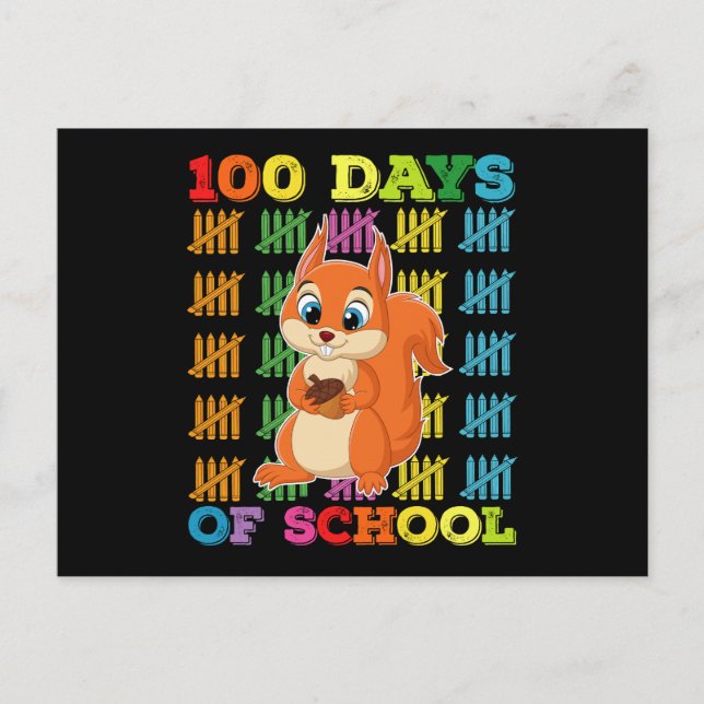 100 dagars skola ekorre lärare vykort (Framsida)
