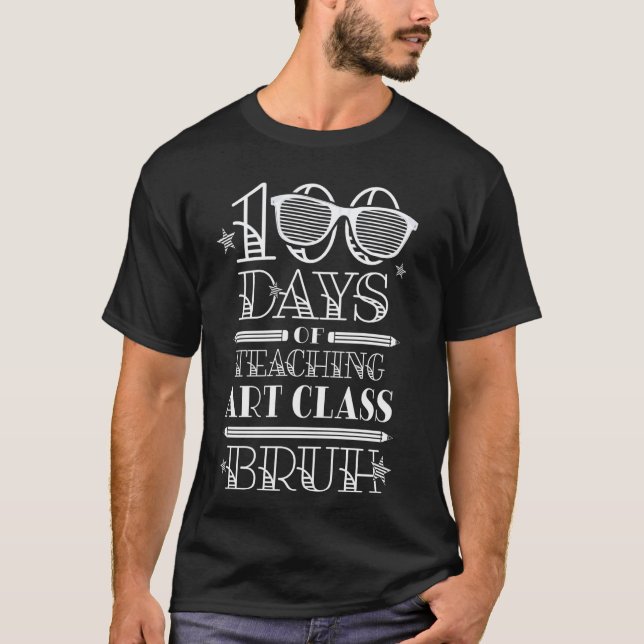 100 dagars skola elementär konst elev lärare t shirt (Framsida)