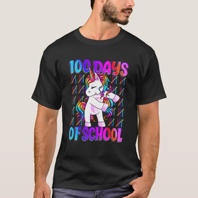 100 dagars skola enhörningsflickor lärare 100:e da t shirt (Framsida)