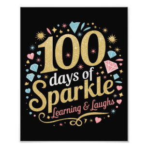 100 dagars skola gnistrar lärande och skratt fototryck