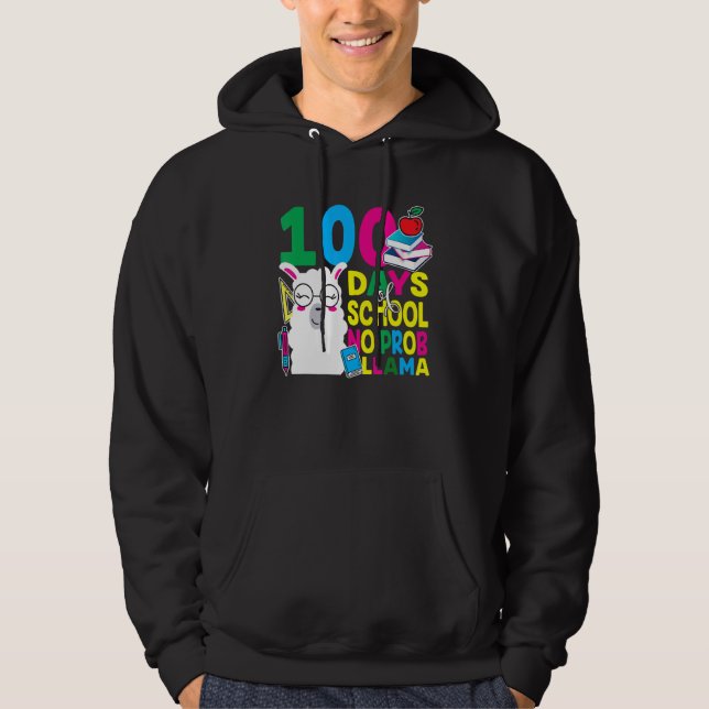 100 dagars skola Inget Prob-llama Lama Lärare Och Hoodie (Framsida)
