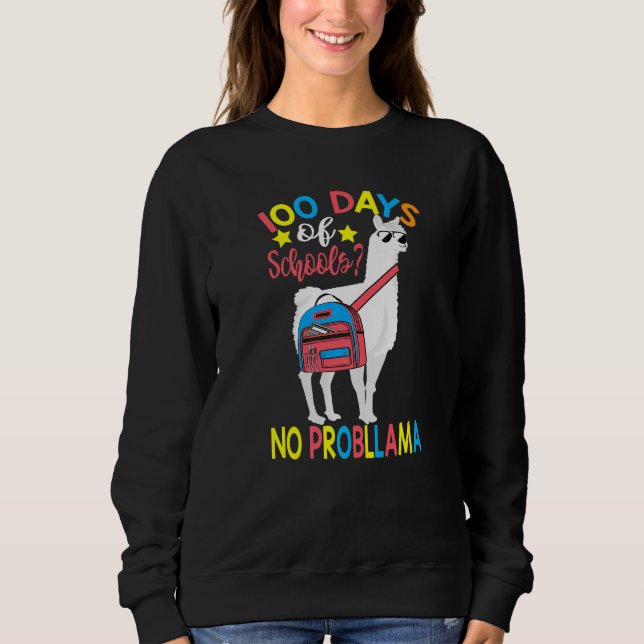 100 dagars skola Inget problem lama 100:e dagen T Shirt (Framsida)