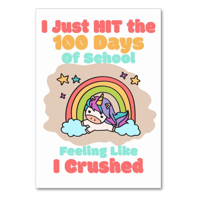100 dagars skola, jag Slå och krossade 100-dagarss Bordsnummer (Framsidan)