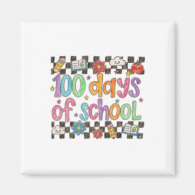 100 dagars skola krita handstils lärare magnet (Framsidan)