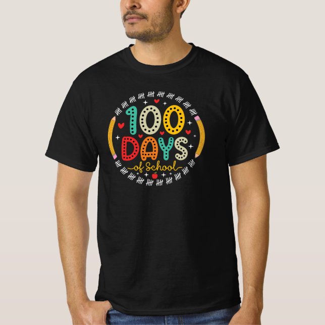 100 dagars skola lärare elev t shirt (Framsida)