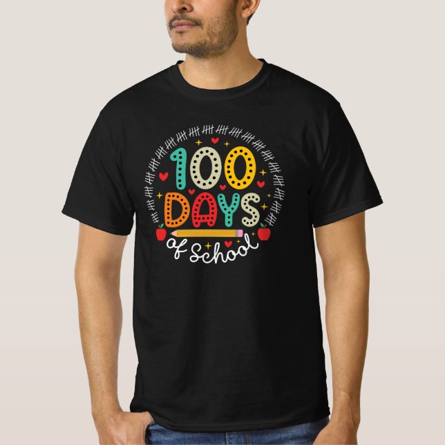 100 dagars skola lärare elev t shirt (Framsida)