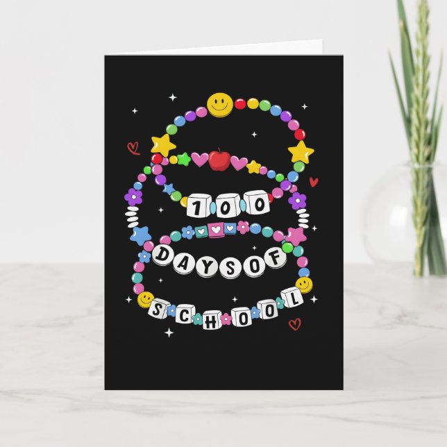 100 dagars skola pärlhalsband Söt färgrik Kort (Framsida)