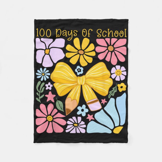 100 dagars skola pennbåge blommor milstolpe Ki Fleecefilt (Framsidan)