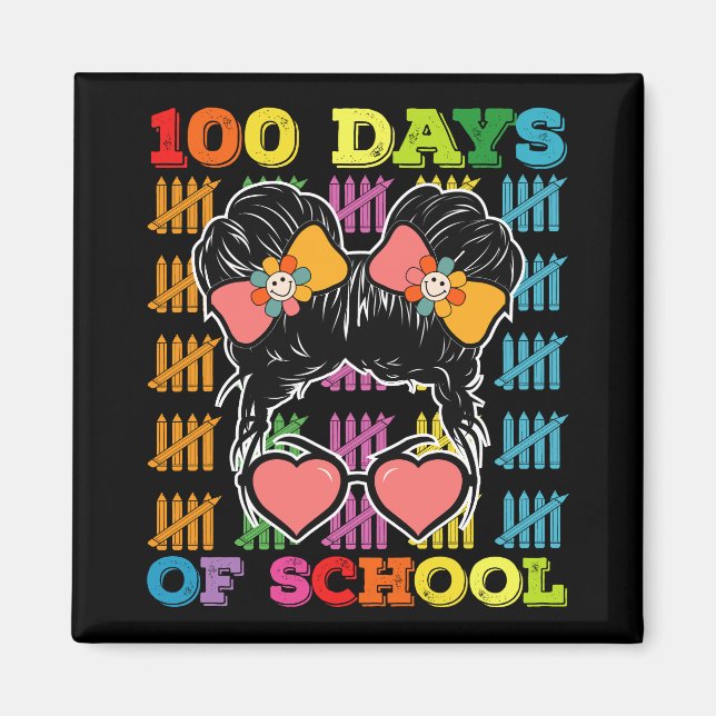 100 dagars skola rödig tovig lärare magnet (Framsidan)