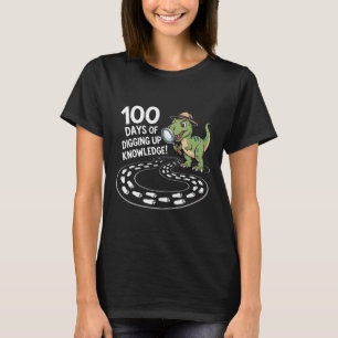 100 dagars skola Rolig Cartoon T-Rex Paleontol T Shirt