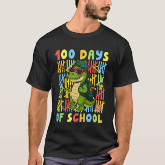 100 dagars skola Rolig Dinosaurie T-rex Pojke Flic T Shirt