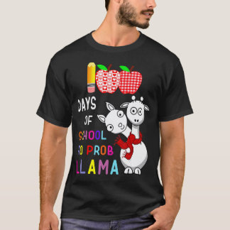 100 dagars skola rolig No probllama Lama Lärare T Shirt
