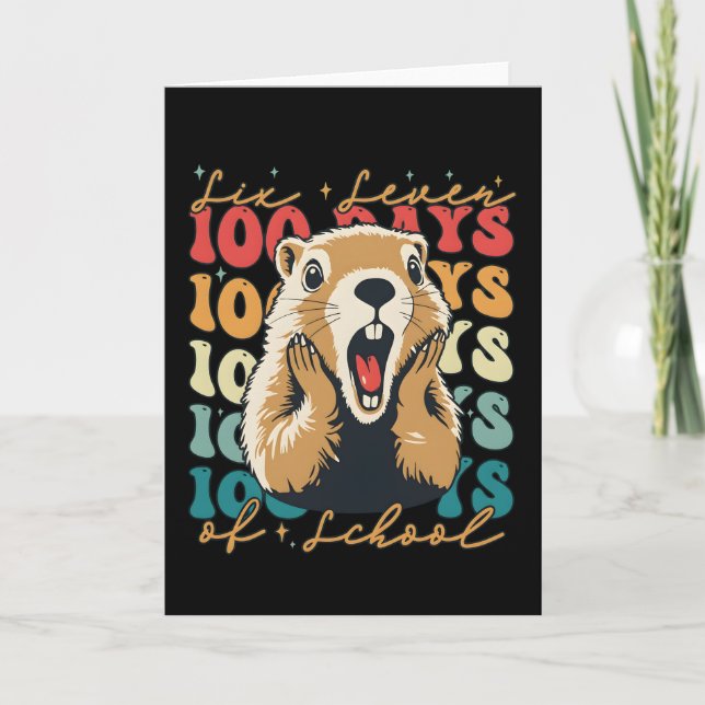 100 dagars skola Roligt djur dag Milstolpspresent Kort (Framsida)
