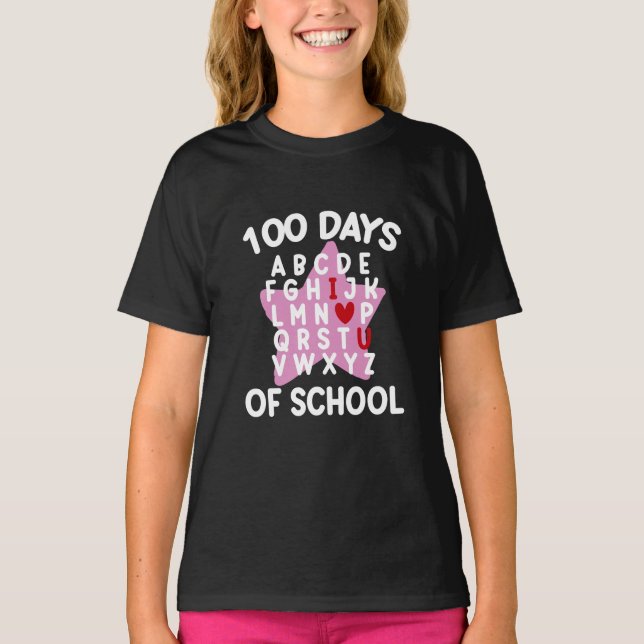 100 dagars skolalfabet 100 dagars lärare t shirt (Framsida)