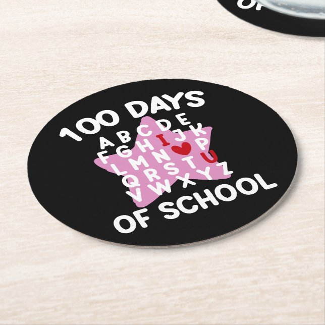 100 dagars skolalfabet 100 dagars lärare underlägg papper rund (Vinklad)