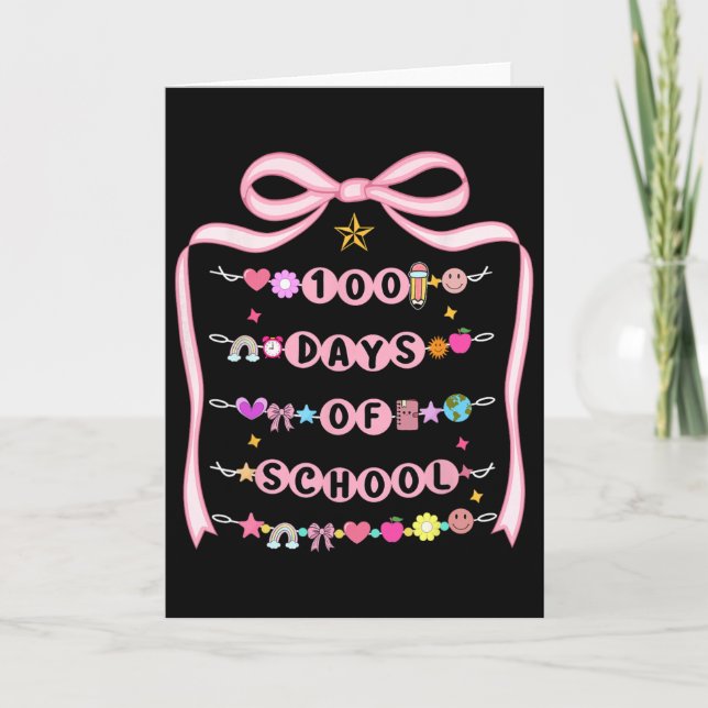 100 dagars skolarmband Coquette Bow Lärare  Kort (Framsida)