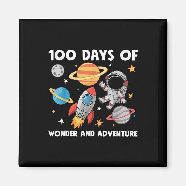 100 dagars skolastronaut Space Boys Kids 10 Magnet (Framsidan)