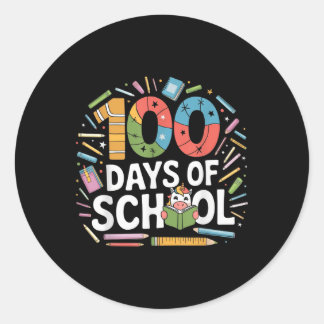 100 dagars skolavläsning Unicorn Theme Kids Teac Runt Klistermärke