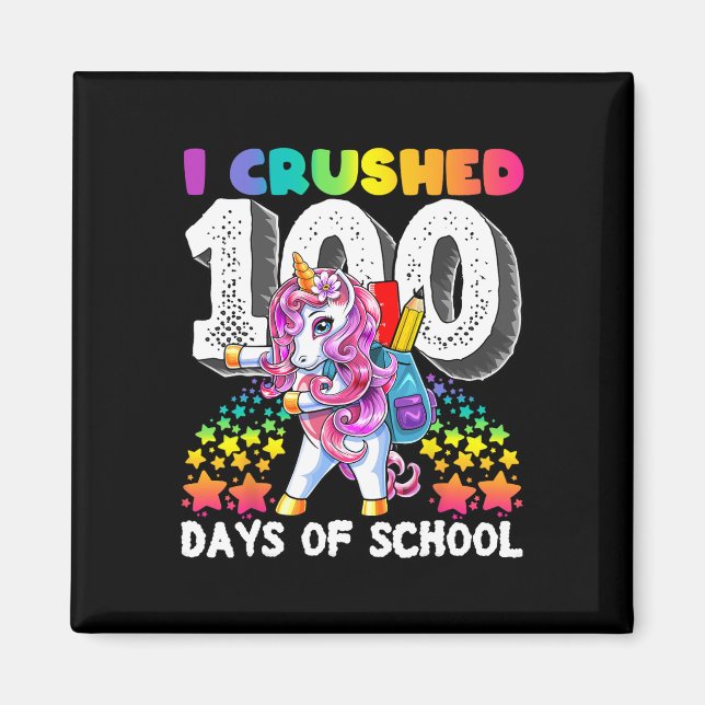 100 dagars skolavvänjning Unicorn F Magnet (Framsidan)