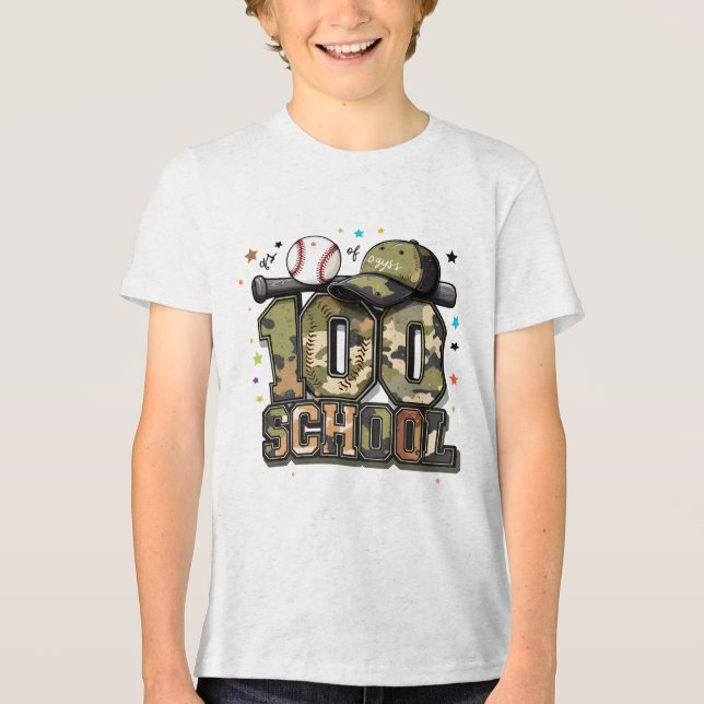 100 dagars skolbasboll Camo Pojkar Barn T-Shirt (Framsida)