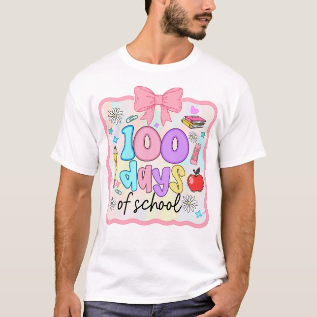 100 dagars skolblommig Coquette flickor bak  T Shirt (Framsida)
