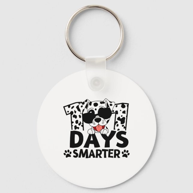100 dagars skoldag Dalmatien Hund Boy Kid 100 Dag Nyckelring (Framsida)