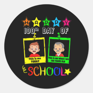 100 dagars skoldag - när jag är 100 år gammal runt klistermärke