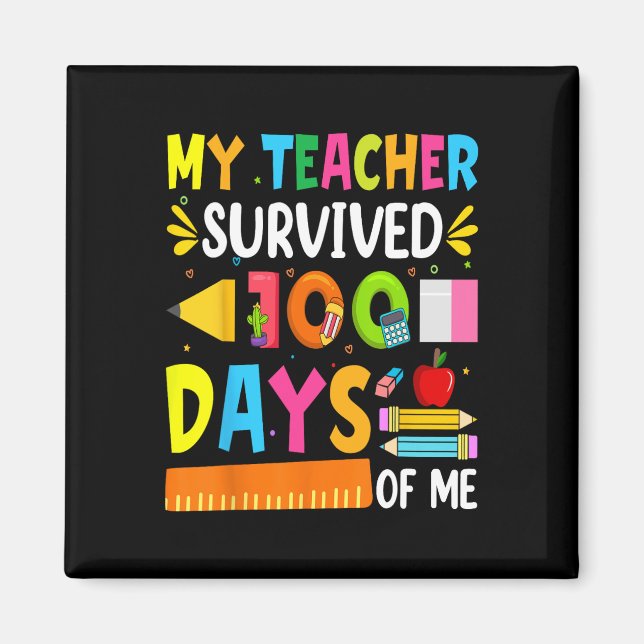 100 dagars skoldagars barnlärargåva Fu Magnet (Framsidan)