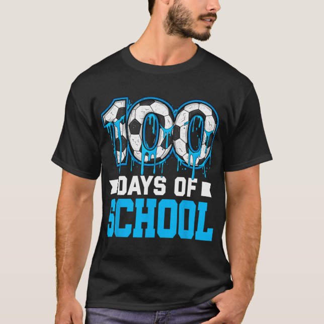 100 dagars skoldagars fotbollsdryck 100:e skoldage t shirt (Framsida)