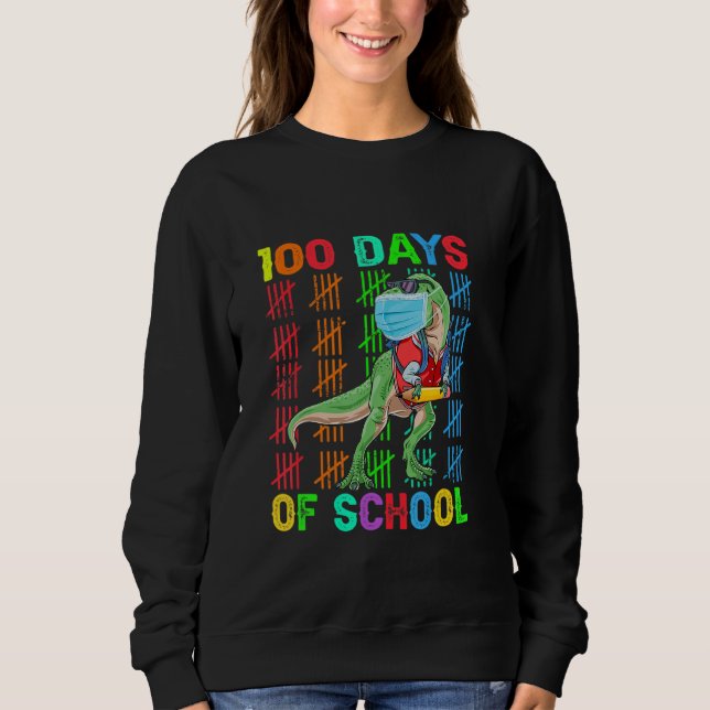 100 dagars skoldinosaurie Rex som bär mask smart T Shirt (Framsida)
