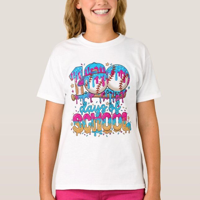 100 dagars skoldräkt – Baseball Glass T Shirt (Framsida)