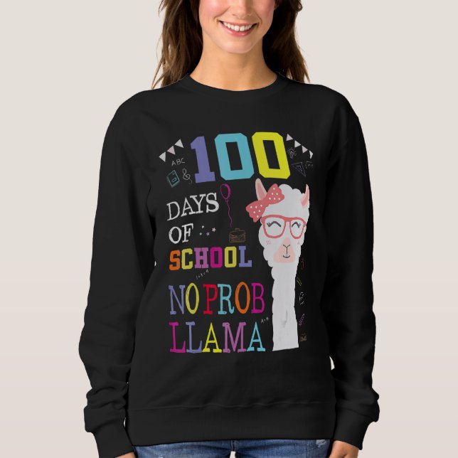 100-dagars skoldräkt Inget Probllama Lama 100:e  T Shirt (Framsida)