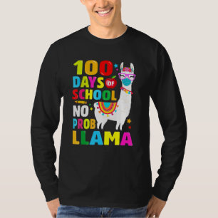 100 dagars skoldräkt Inget Probllama Lama Ansikte T Shirt