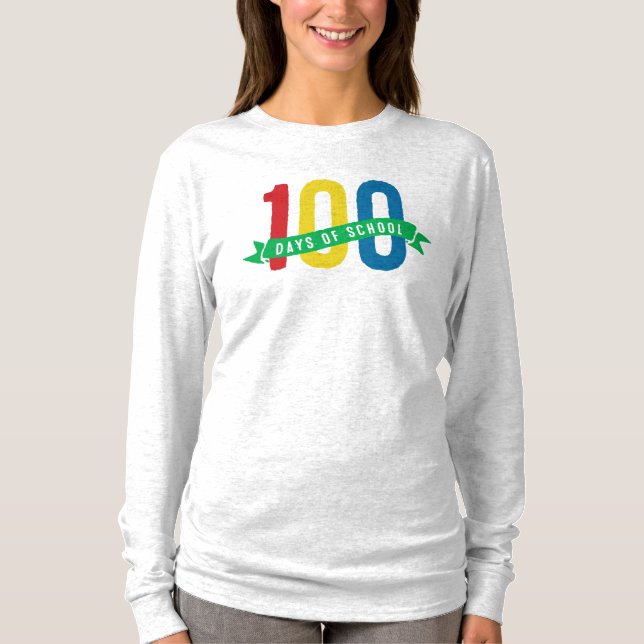 100 dagars skolfärgad lärare t-shirt (Framsida)