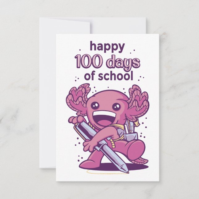 100 dagars skolfest-inbjudan tack kort (Framsida)