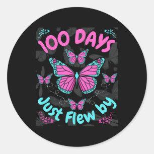 100 dagars skolfjärilsklippor 100 dagar, bara F Runt Klistermärke