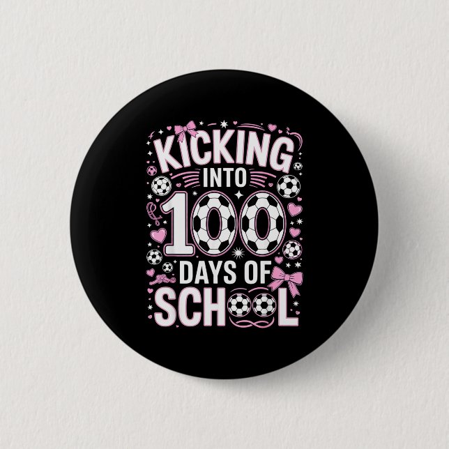 100 dagars skolflickor Fotboll Coquette Bow Rosa  Knapp (Framsida)