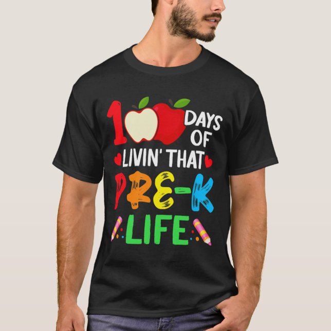 100 dagars skolföre-k-livslärare Student T Shirt (Framsida)