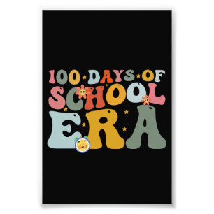 100 dagars skolgång Era Groovy lärare barn Fototryck