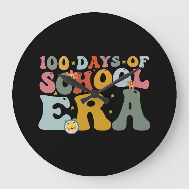 100 dagars skolgång Groovy lärare barn Stor Klocka (Framsida)