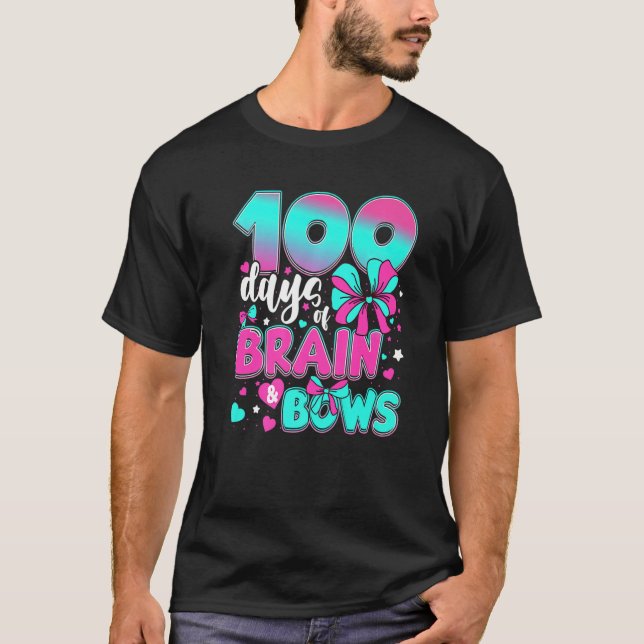 100 dagars skolhjärna och sängar 100 dagars barn t shirt (Framsida)