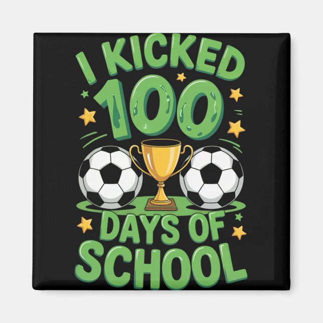 100 dagars skolillustration för fotboll  magnet (Framsidan)