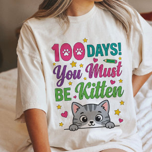 100 dagars skolkittel-tröja för lärare t shirt