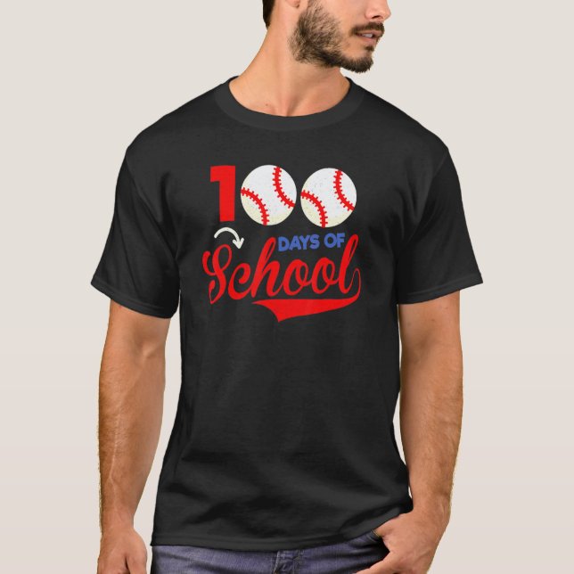 100 dagars skolkläder 100:e dagens baseboll-teac t shirt (Framsida)