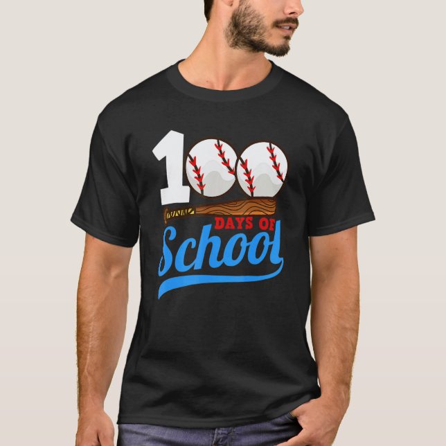 100 dagars skolkläder 100:e dagens baseboll-teac t shirt (Framsida)